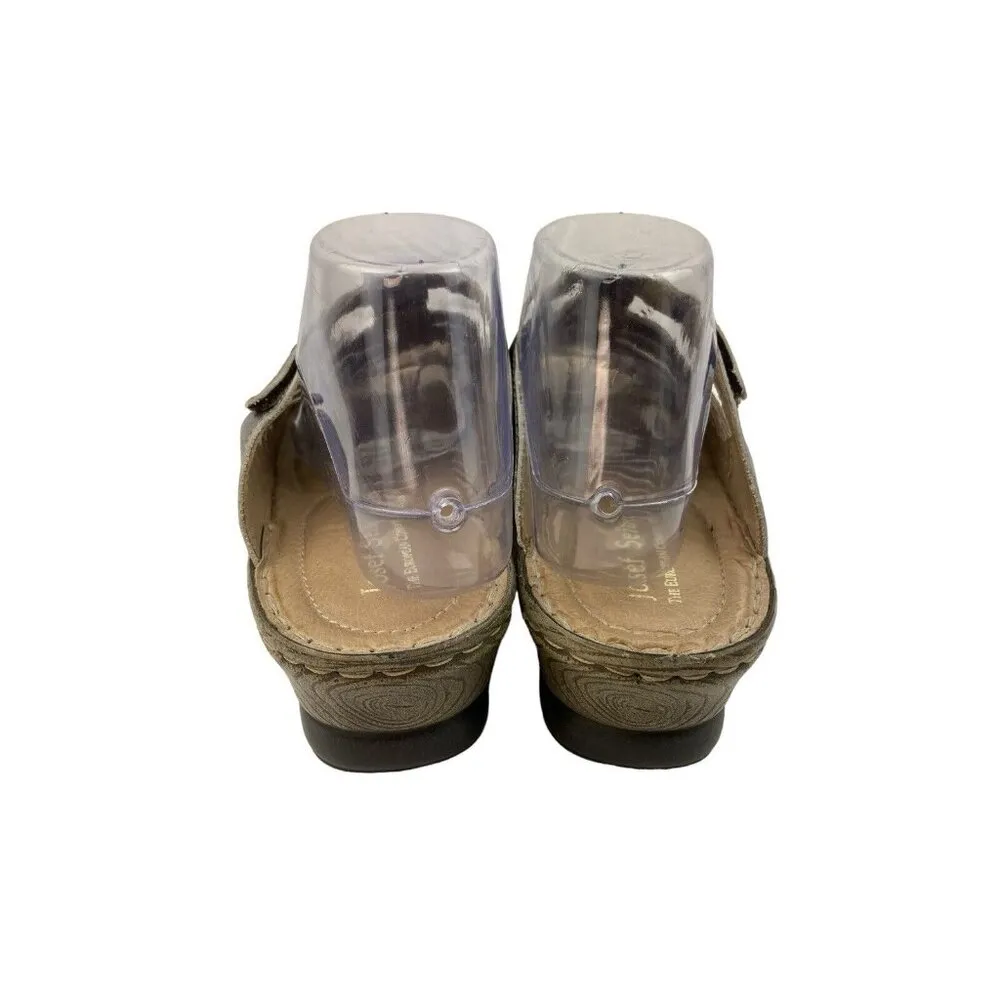 *Josef Seibel Sandals Womens 41 Metallic Silver Caged Strappy Slip On Slide Mule Size 10 - Image 5