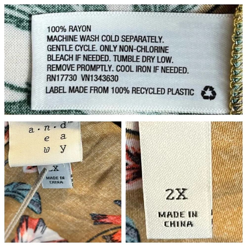 A New Day Target Faux Wrap Dress Ruffle Hem Tan Multi Floral New Sz Women's 2XL - Image 13