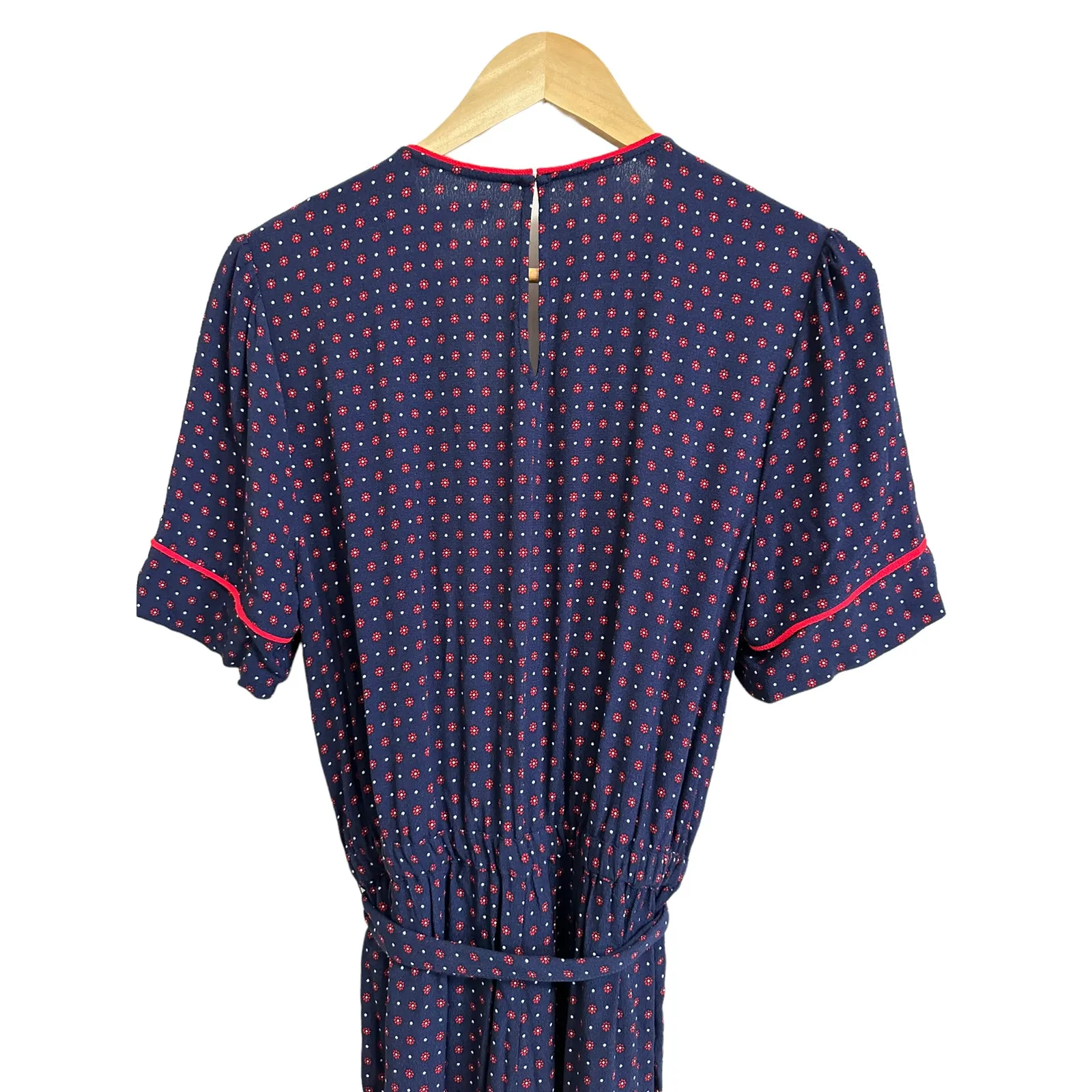 Draper James self tie romper navy red floral size Medium‎ - Image 6