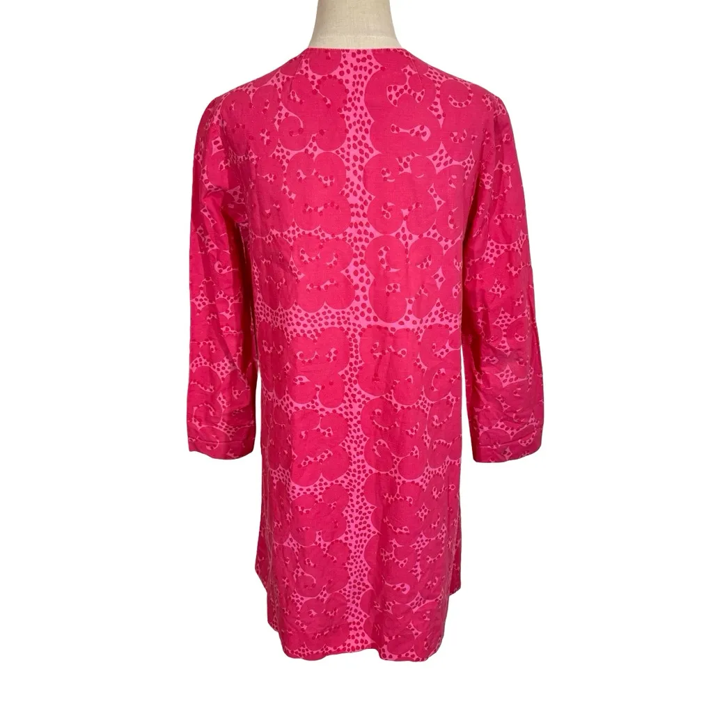 VINTAGE Marimekko Zip Front Shift Smock Dress in Tarha Pattern Sz:40/US12 1960s Pink Size 12 - Image 6