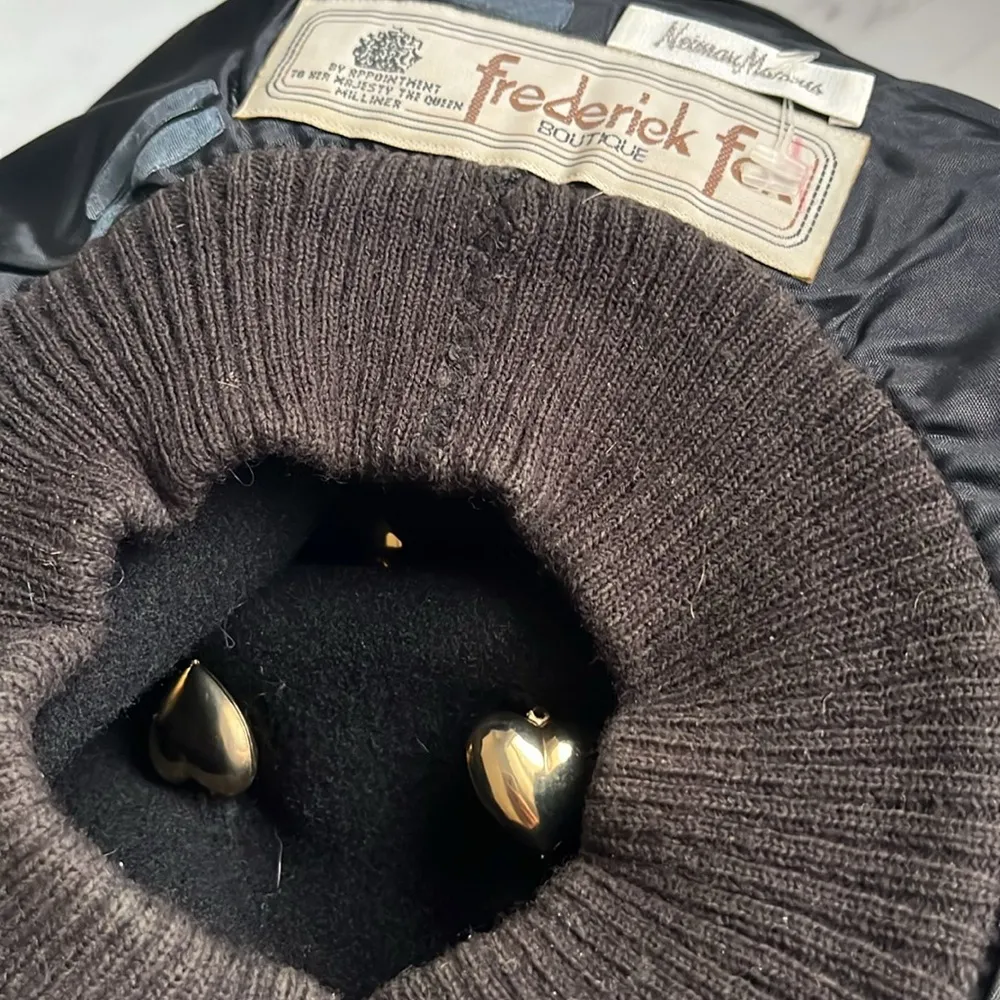 Vintage Frederick Fox Boutique Hat Gold Hearts Her Majesty The Queen’s Milliner Black - Image 5