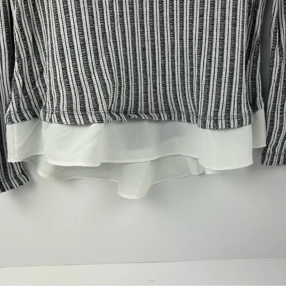 Women's Striped Long Sleeve Top Black and white Size S - Image 2