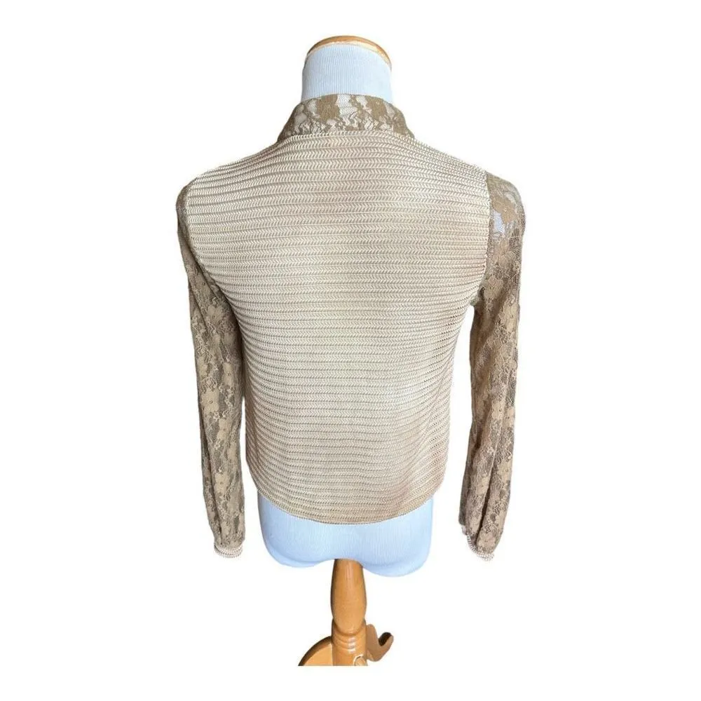 Womens Buckle Gimmicks by BKE Textured Open Weave Cardigan Top in Taupe - Sz XS - Image 6