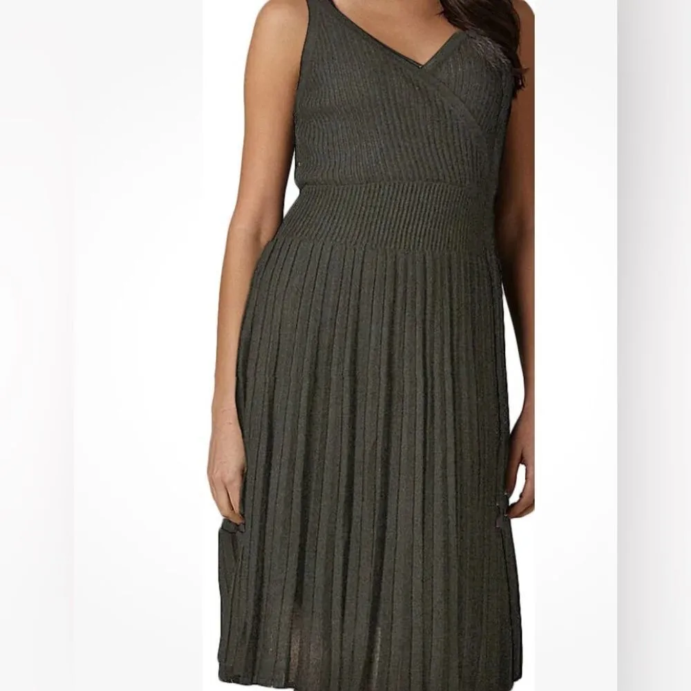 Eileen Fisher Cinder Refined  Pleat Surplice Knee Length Dress size L - Image 2