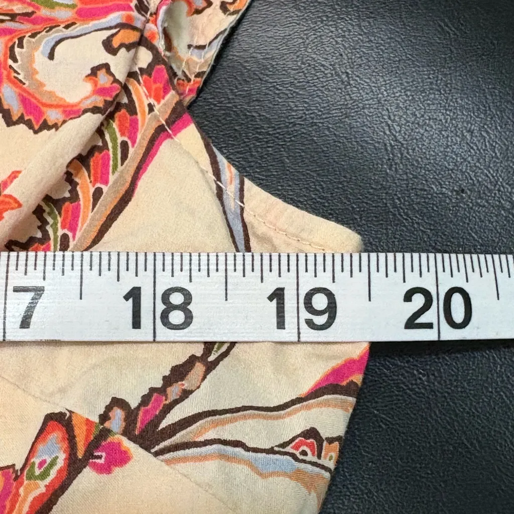 Tommy Hilfiger Pink and Cream Paisley Midi Dress size L with tie waist - Image 9