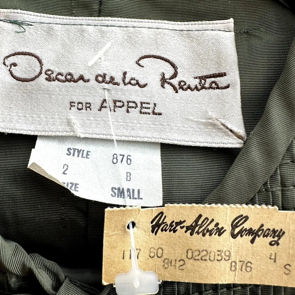VTG Oscar De La Renta for Appel Maxi Dress Button Front Union Made Small Green - Image 3