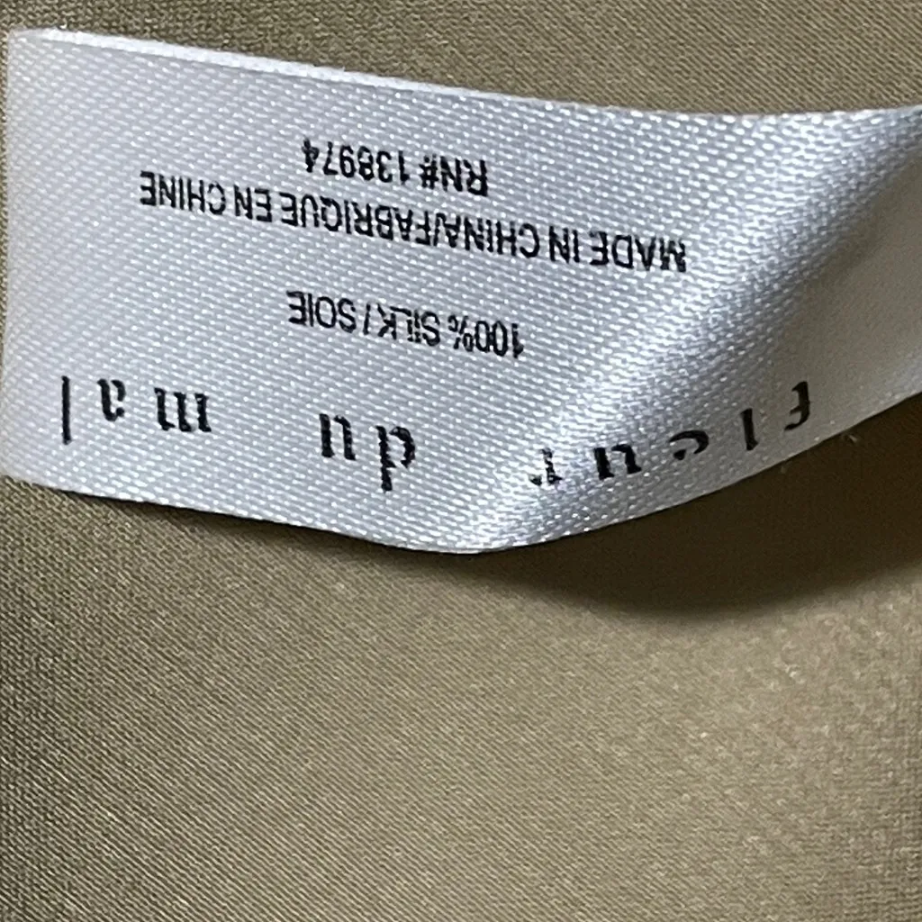 Fleur Du Mal 100%Silk Cowl Neck Slip Mini Dress Spaghetti Strap Bubbly Large NWT Tan - Image 7