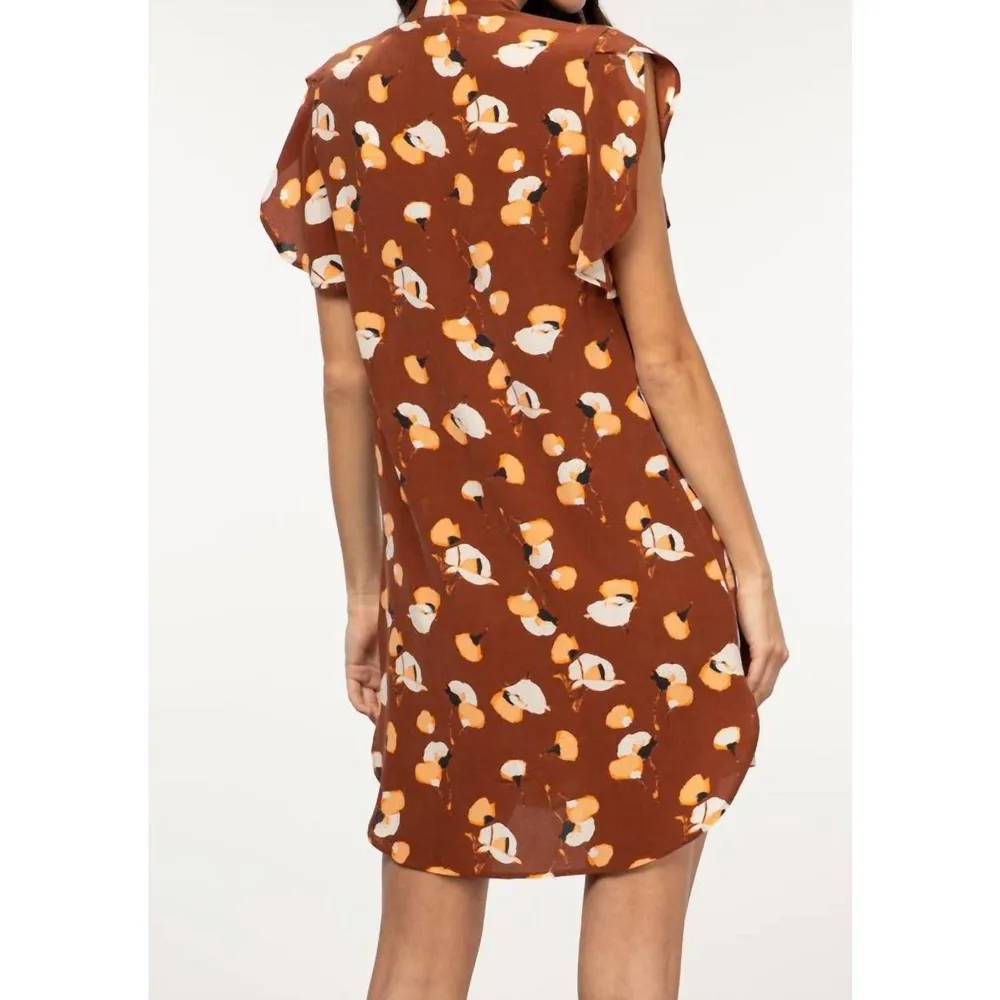 Equipment Tortoise Shell Brown Flower Print Lorainna Silk Mini Dress size Medium - Image 5