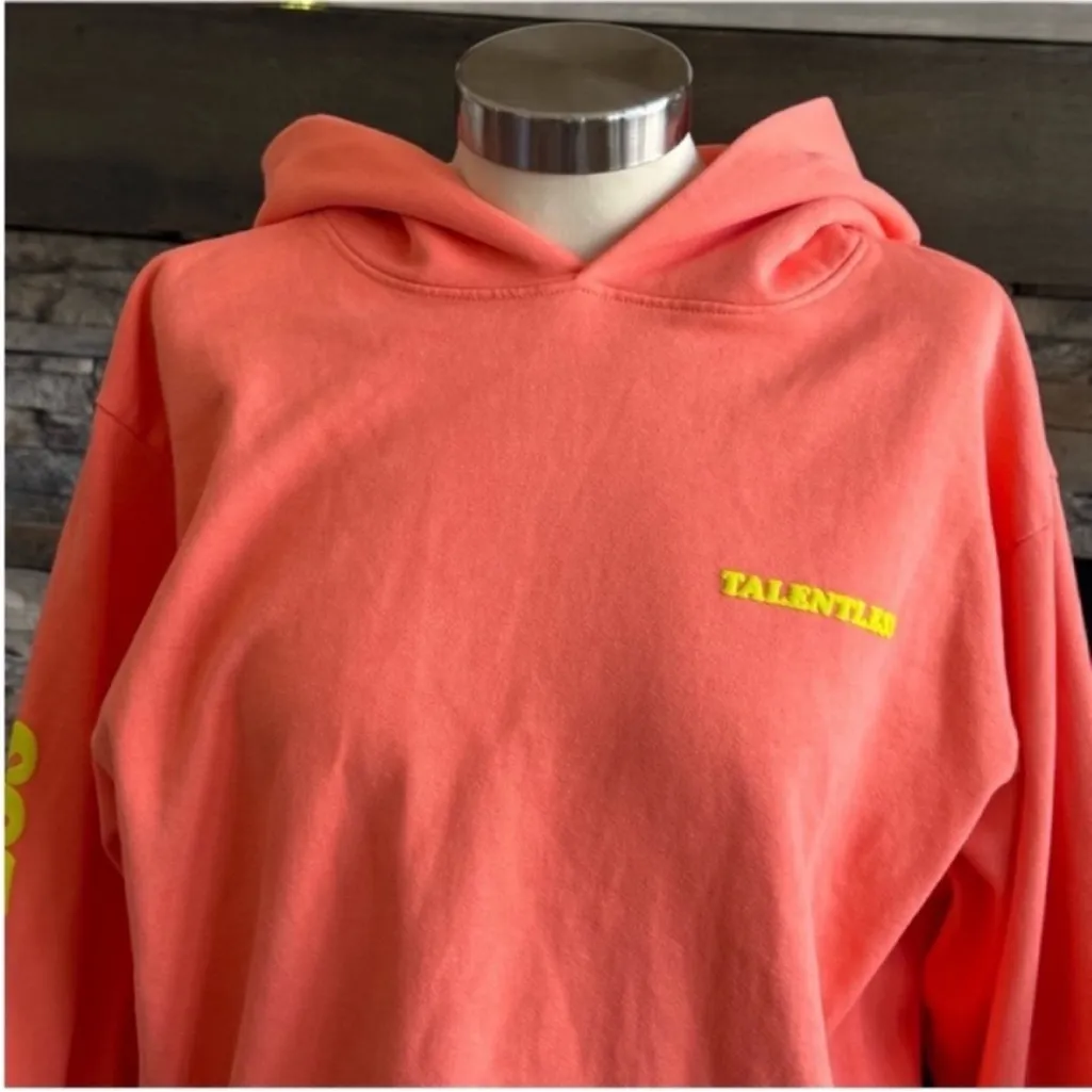 TALENTLESS Women's Vibrant Coral Hoodie with Yellow Details - Image 5