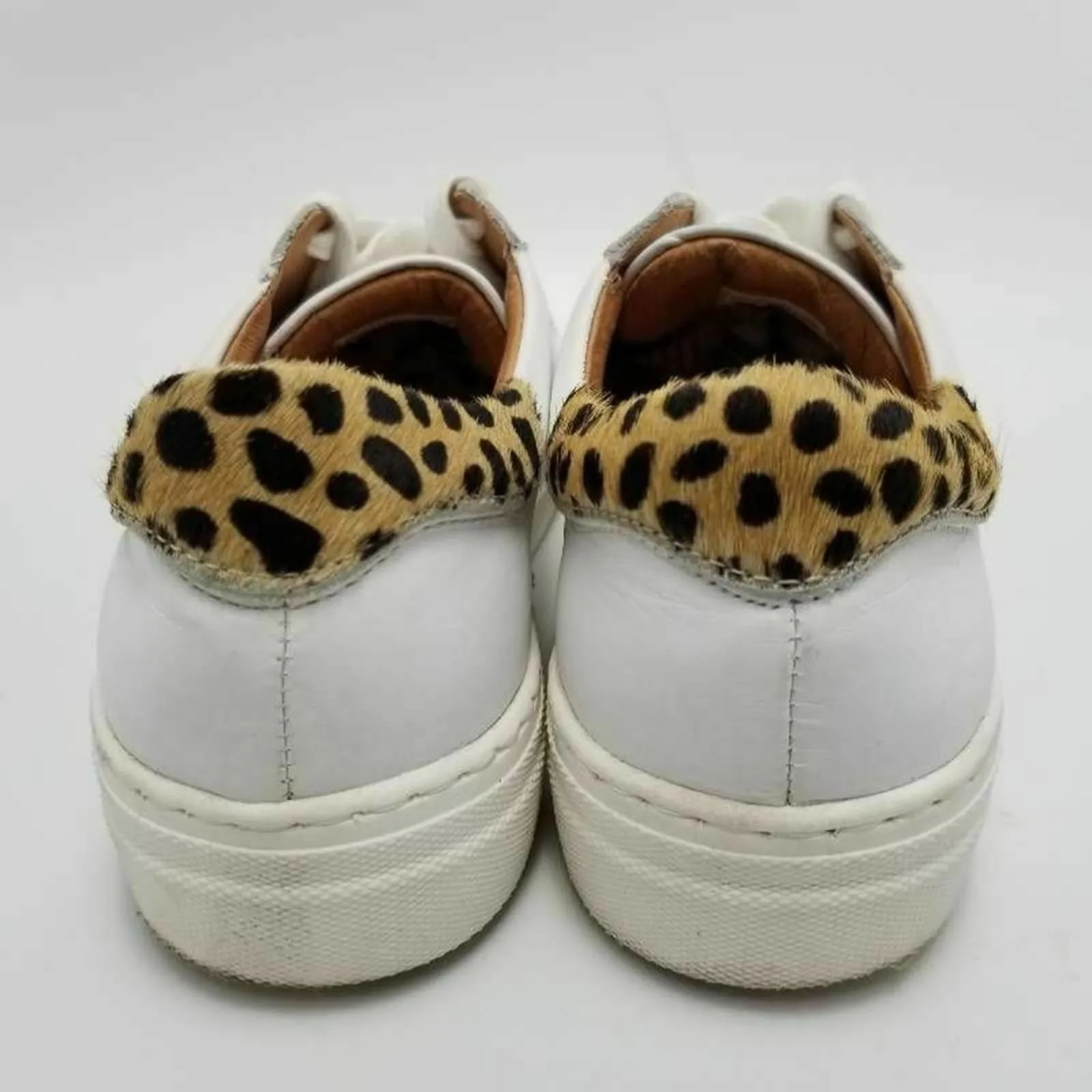Skechers Womens White Leather Platform Lace Up Sneakers With Animal Print Sz 7.5 - Image 4