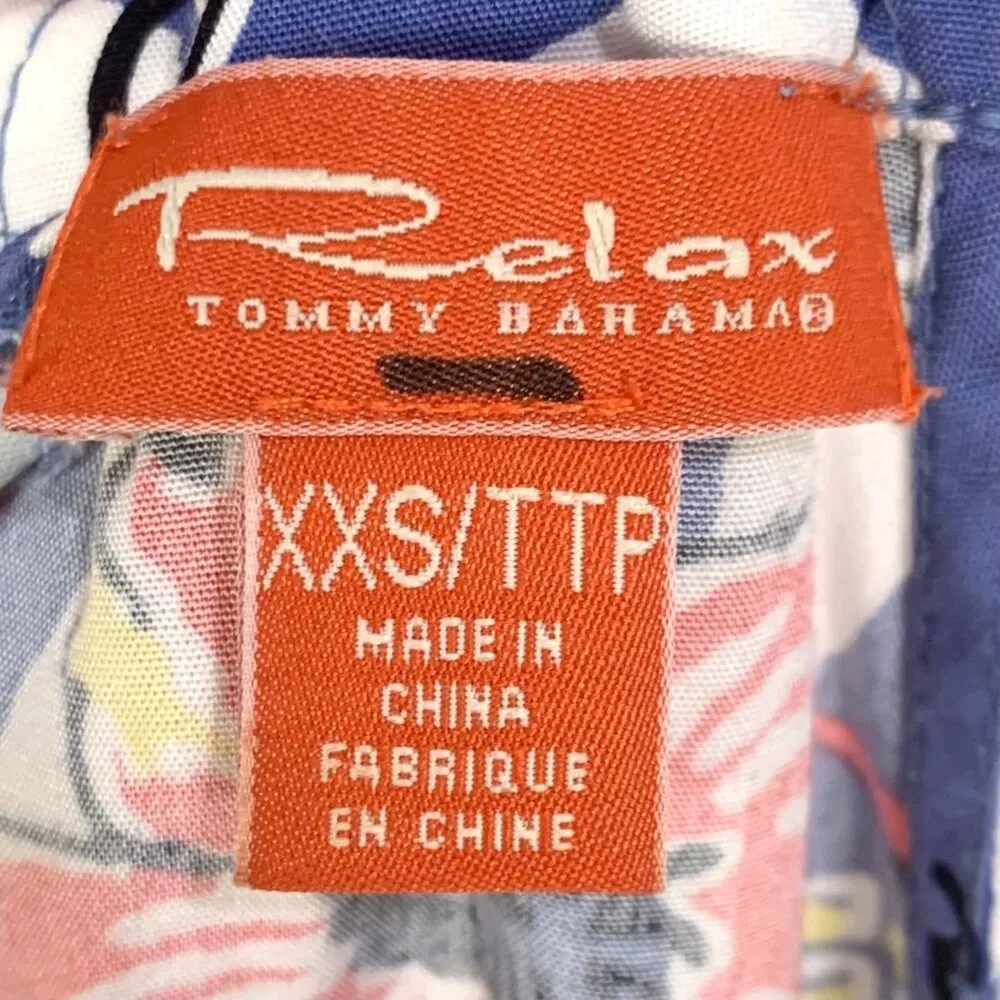 Tommy Bahama Relax XXS Tropical Print Halter Tie Neck Dress Blue Hawaiian Aloha - Image 6