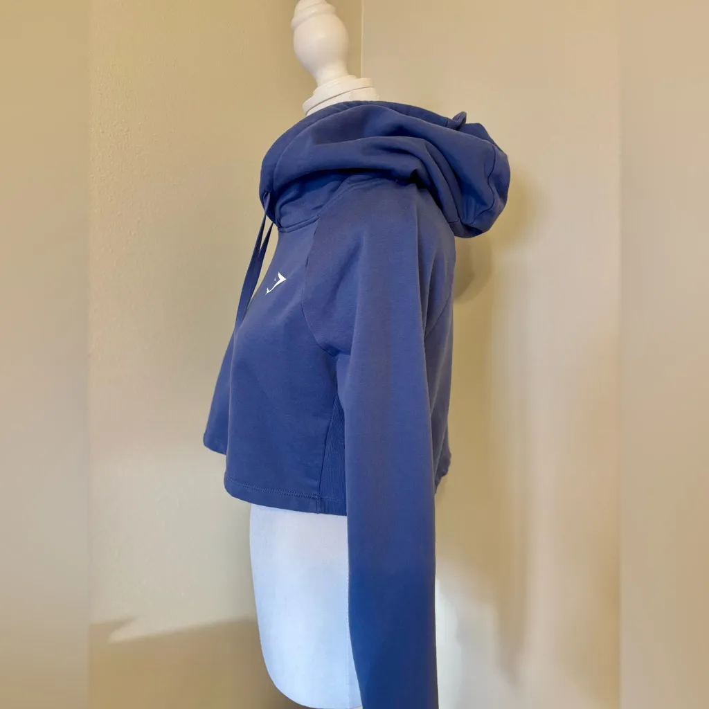 GymShark Cropped Hoodie. Slate blue. Size Small. - Image 4