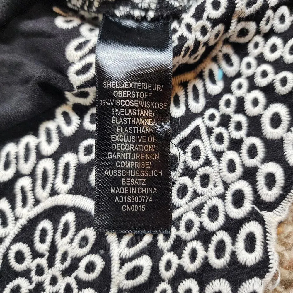 Adrianna Papell Black Embroidered Top Size Small Dressy - Image 5
