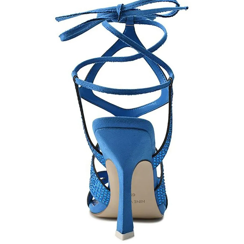 NEW Nine West Womens Alanah 2 Faux Suede Strappy Stilettos Pumps Shoe - Image 2