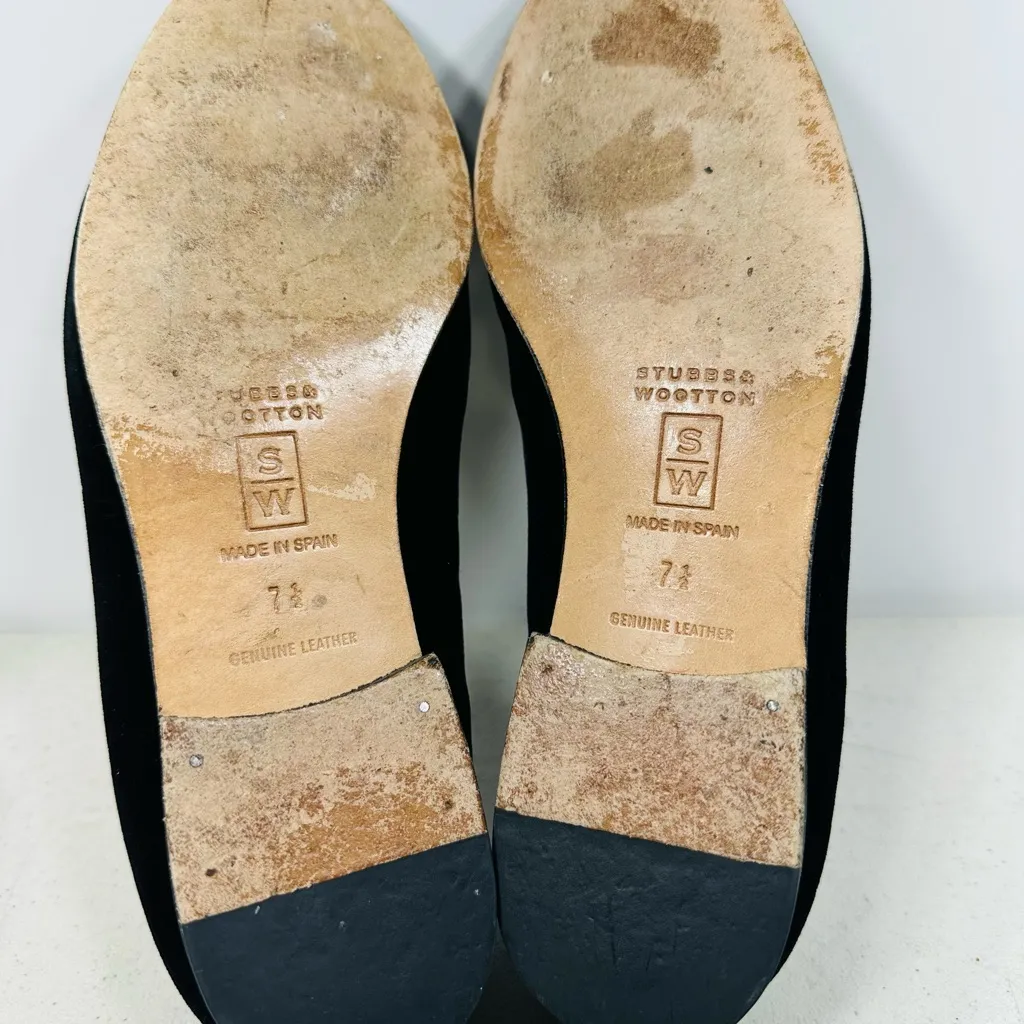 Stubbs & Wootton Black Loafers with Gold Embroidery size 7,5 - Image 6