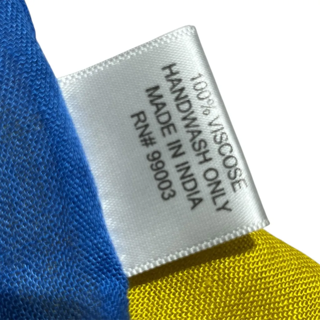 BELLA TAYLOR MULTICOLORED SCARF 68” LENGTH WITH KNOTTED BLACK CROCHET TO‎ HEM - Image 2