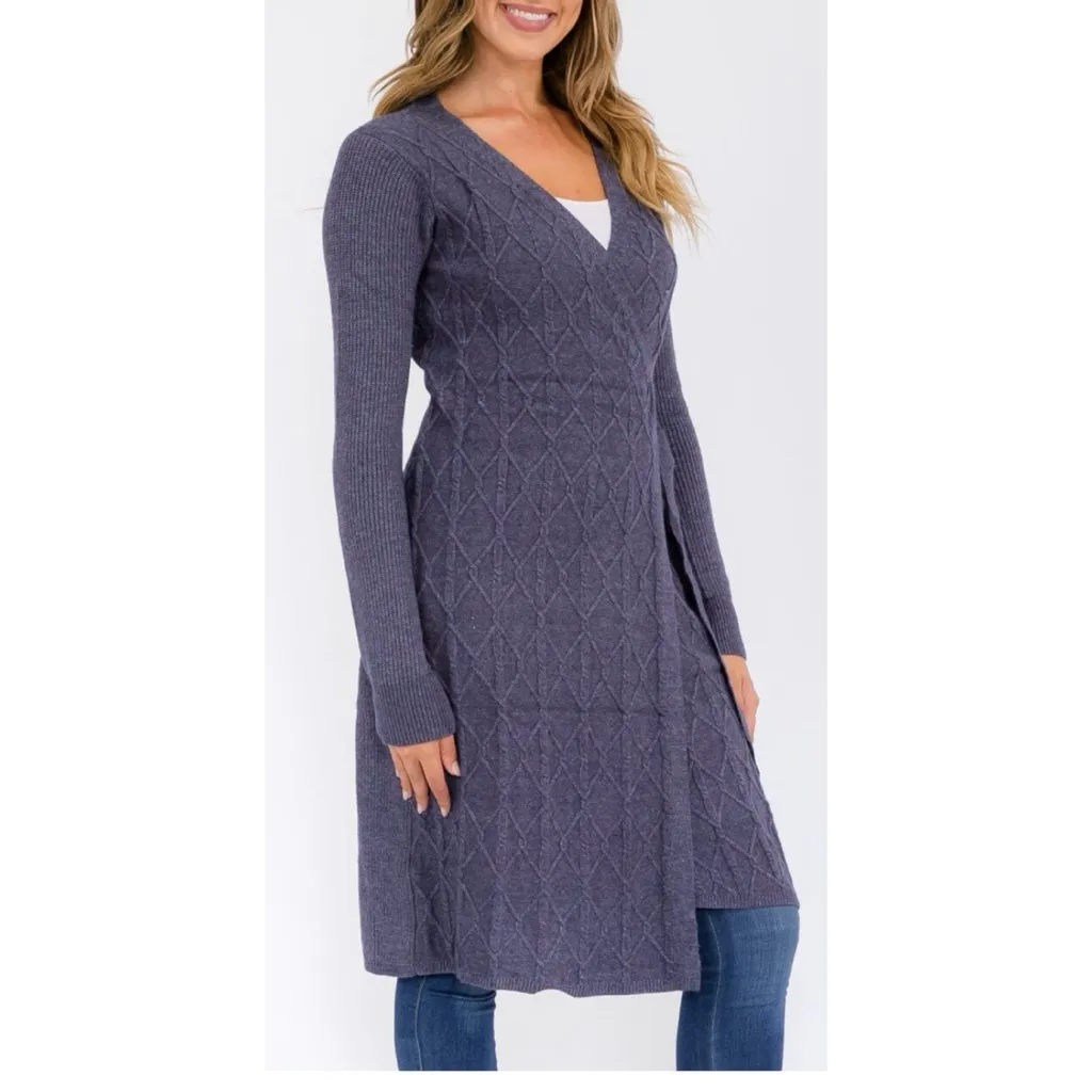 Self-tie Wrap Midi Sweater Dress - Image 2