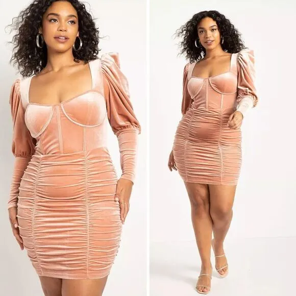 ‎NEW Eloquii Bustier Velvet Dress, 16 - Image 3