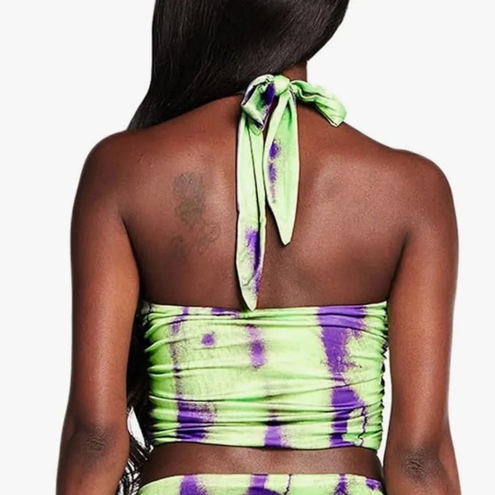 I.AM.GIA Green and Purple Tie-Dye Halter Top - Image 4