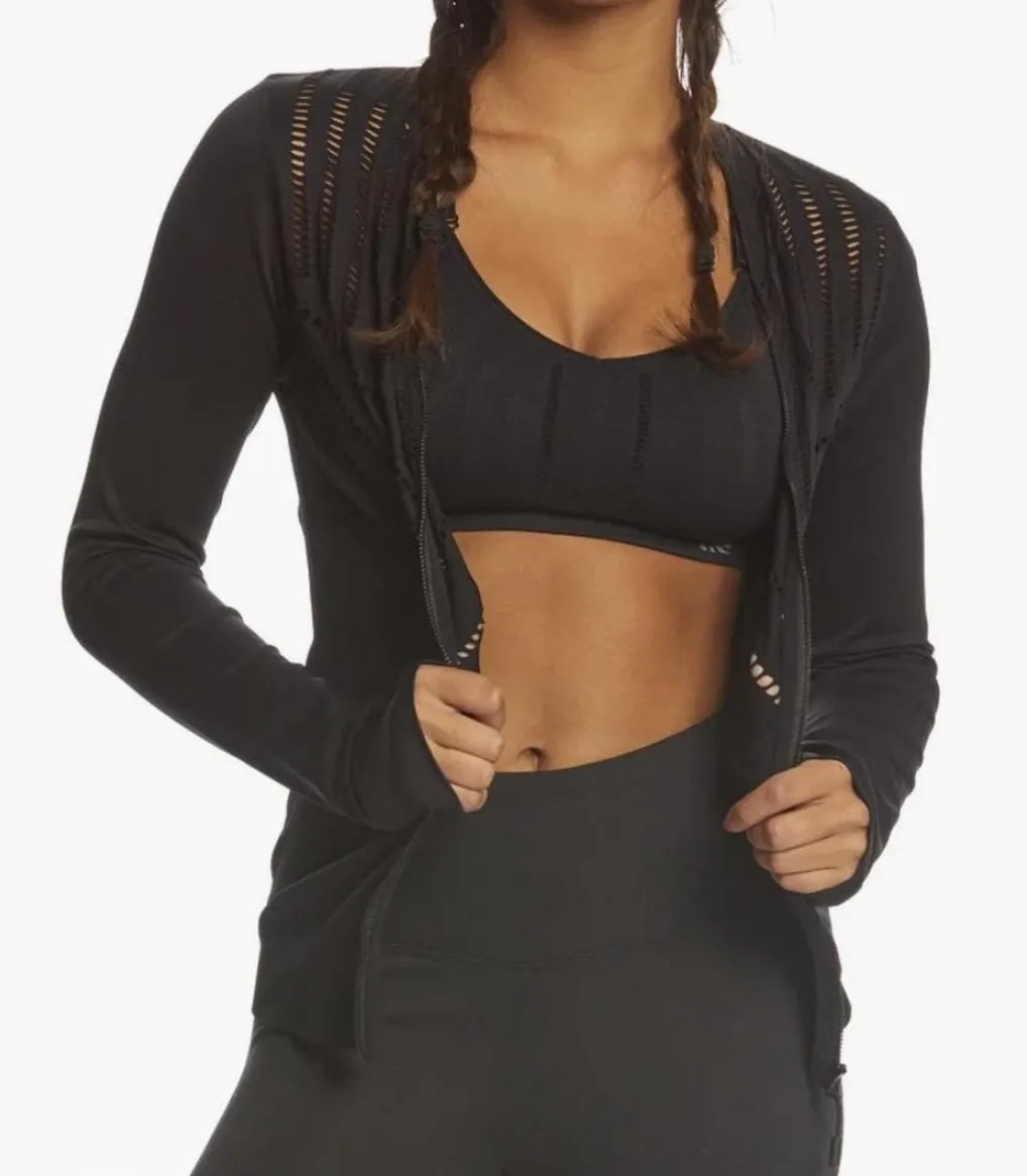 Marika Women’s Black Laser Cut Full Zip Jacket Small Lightweight Activewear Top - Image 1