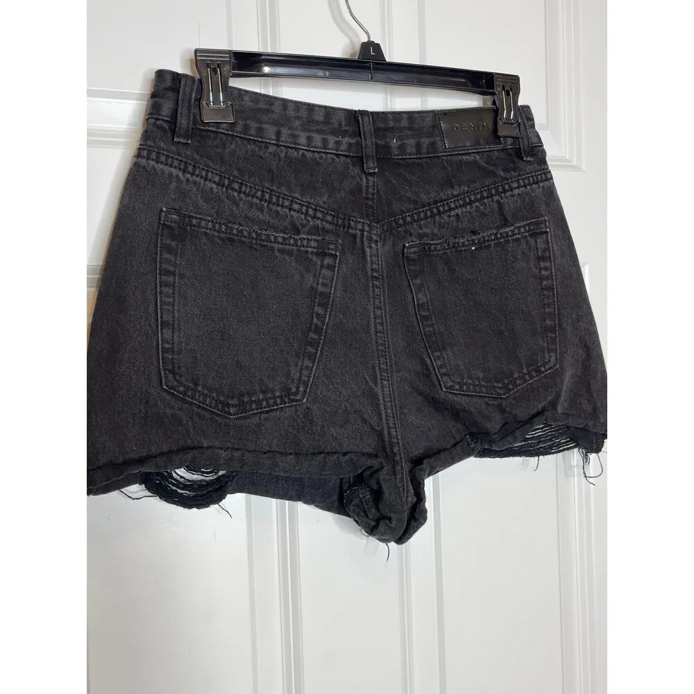 Glassons  Black Cut Off Jean Shorts Size 10 Raw Hem Distressed - Image 3