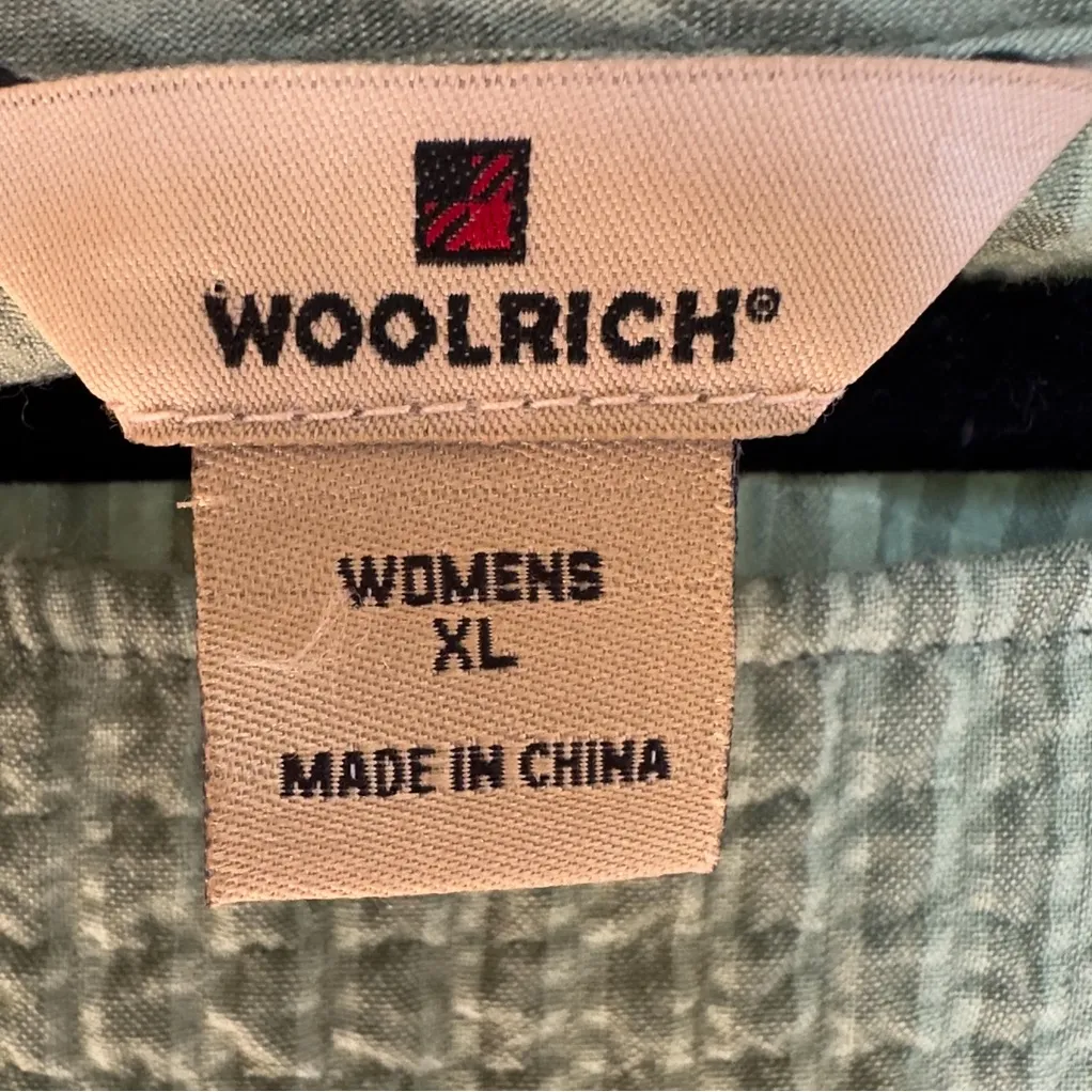 Woolrich Green Lichen Textured 3/4 Sleeve Boatneck Blouse Top XL - Image 3