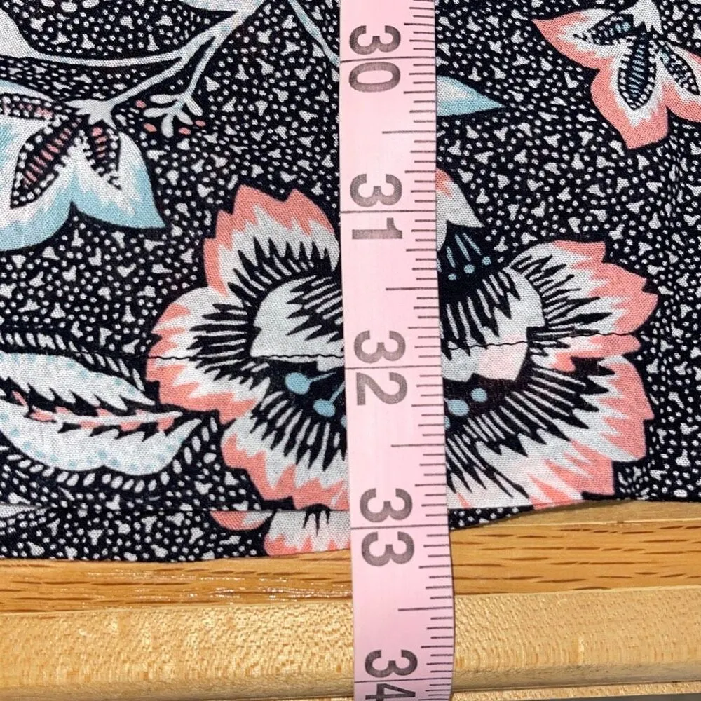 J. Jill Womens Marvelflor Floral Long Sleeve Tunic Button Up Shirt Multicolor XL Black - Image 7