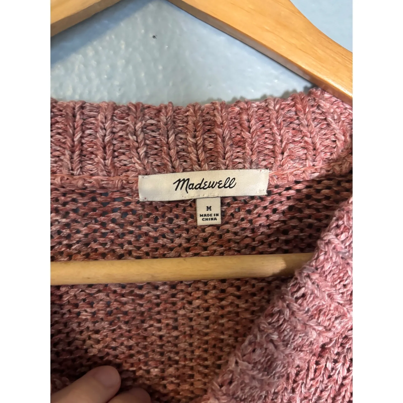 Madewell  Women's Millcrest Cropped Pullover Sweater Spacedye Berries Pink Medium - Image 4