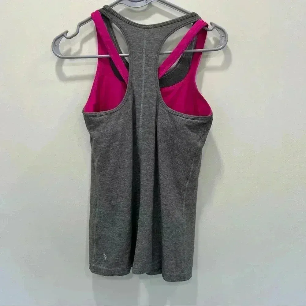Lululemon Inspiration Tank II Heathered Slate/Jeweled Magenta Size 6 - Image 7