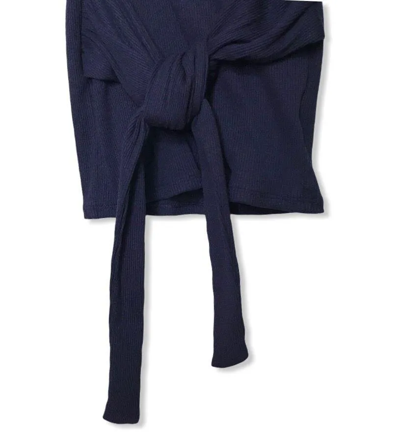 -Navy Ribbed Criss Cross Sweater-NWT-Small - Image 3