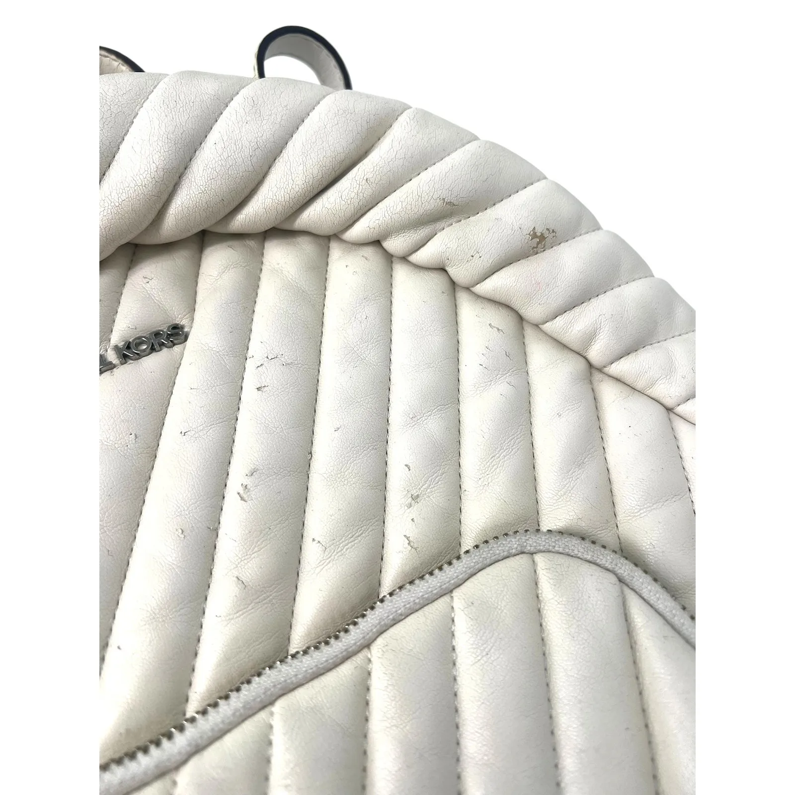 Michael Kors Erin medium quilted leather backpack in optic white Bag - Image 2