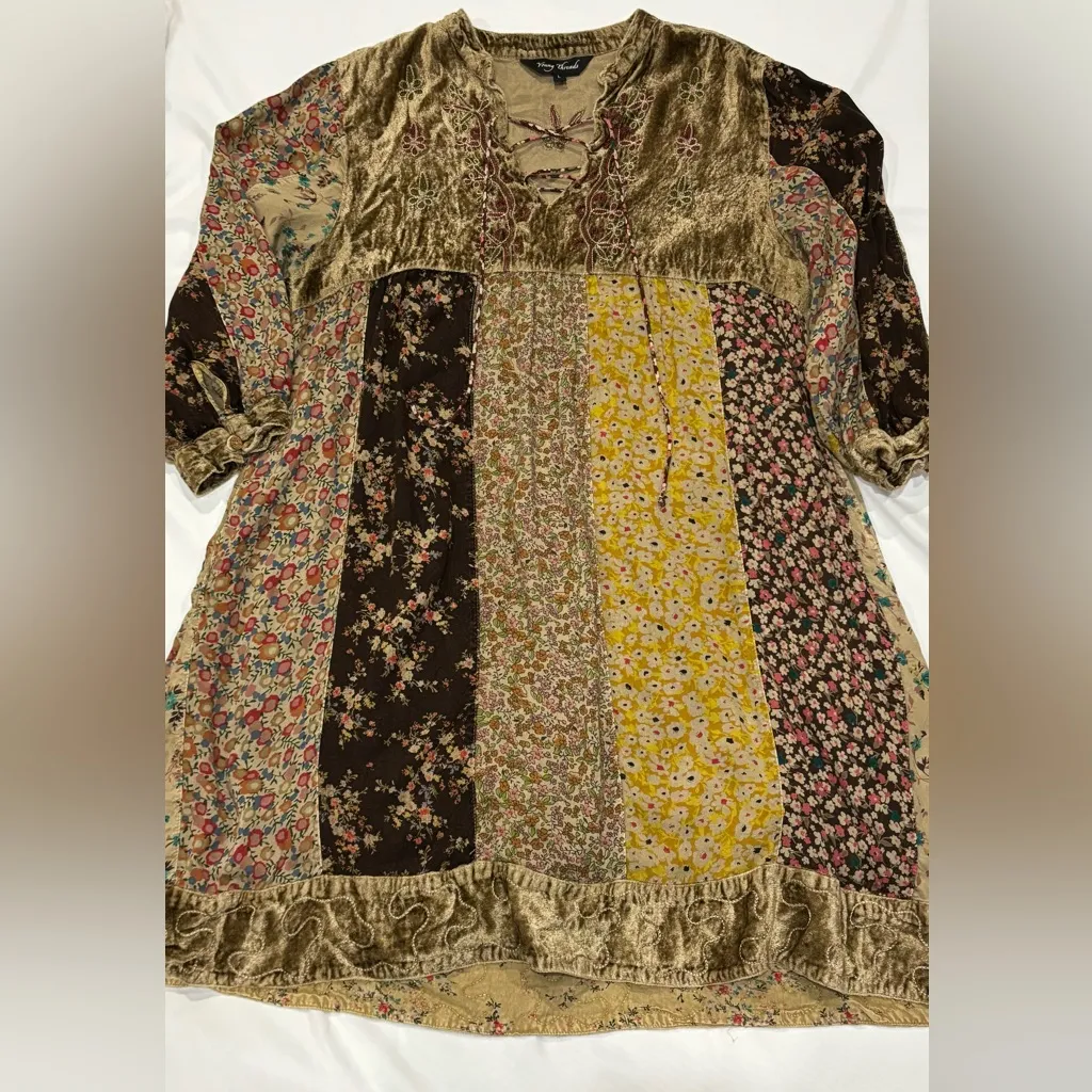 Young Threads Boho Babydoll Dress, Embroidery, Velvet, Women’s Large - Image 10
