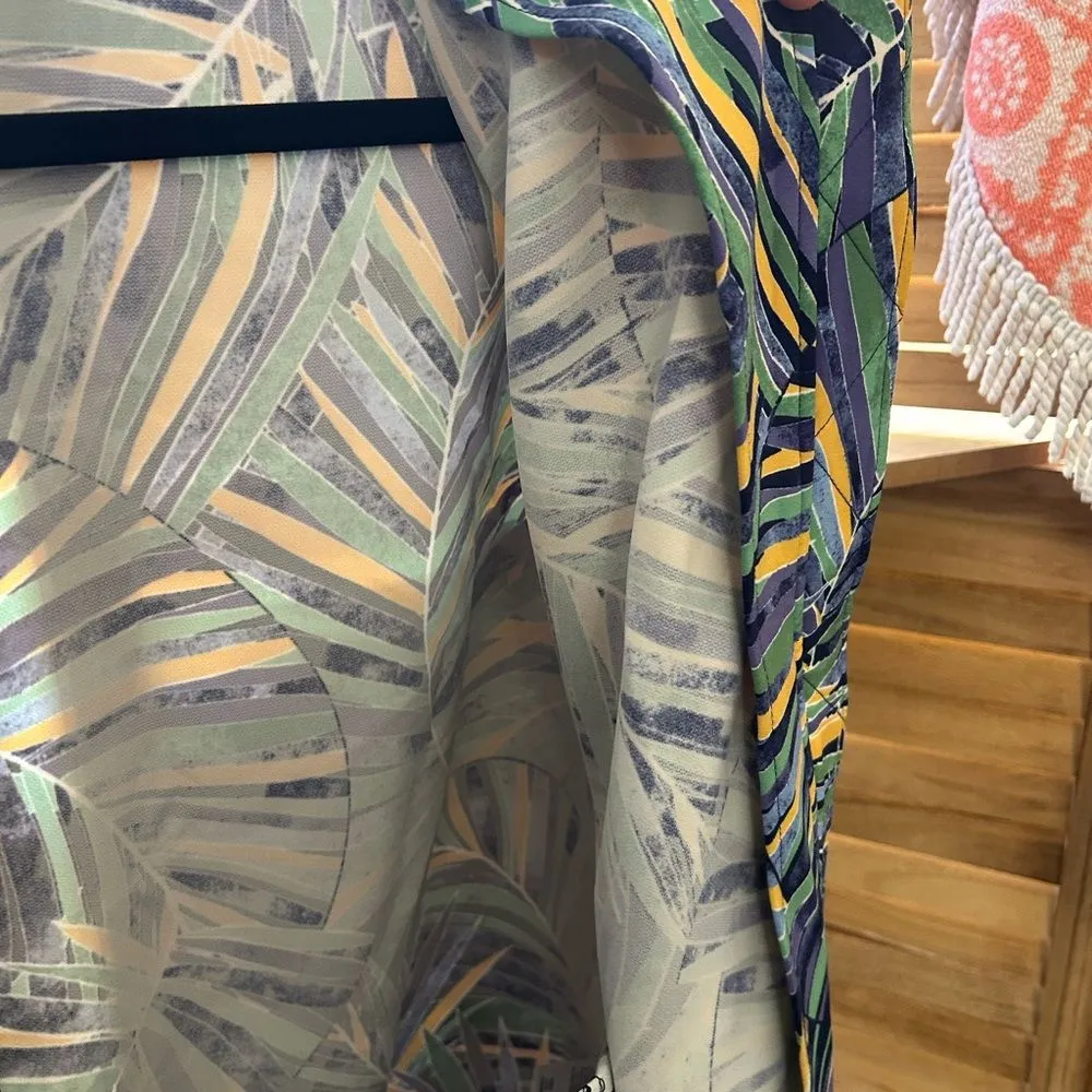 ❤️ 3/$15 Nordstrom Halogen Women's Green and Yellow Patterned Bomber Jacket - Image 4