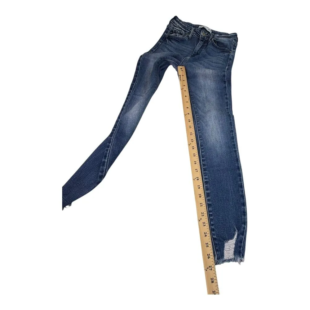 KanCan Dark Wash Skinny JEANS Women's 26 High Waisted Ripped Hem Distressed NWOT Blue - Image 11