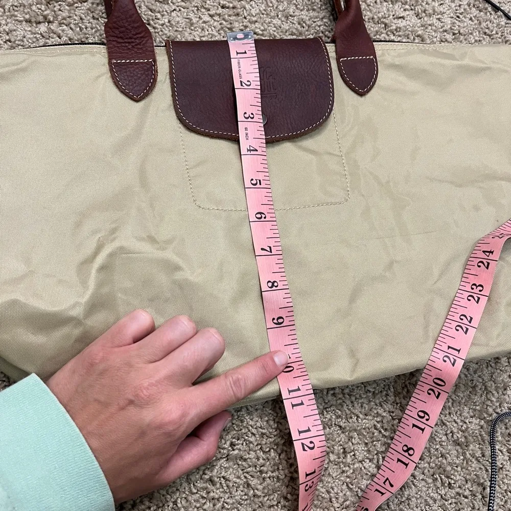 Sofft Nylon & Leather Shoulder Tote Bag Tan Khaki Purse Brown - Image 10