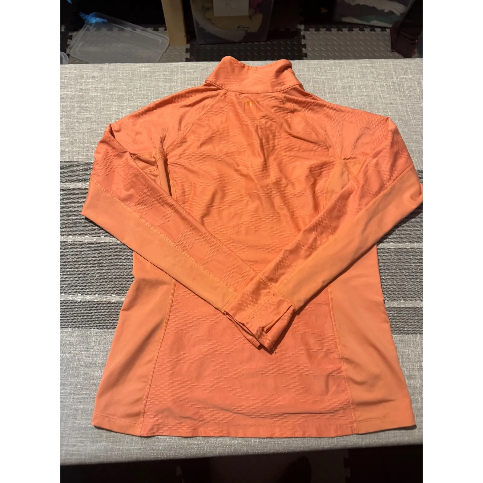 Lucy Tech Orange Textured Quarter Zip Pullover Athletic Shirt Women's Size L Size L - Image 5