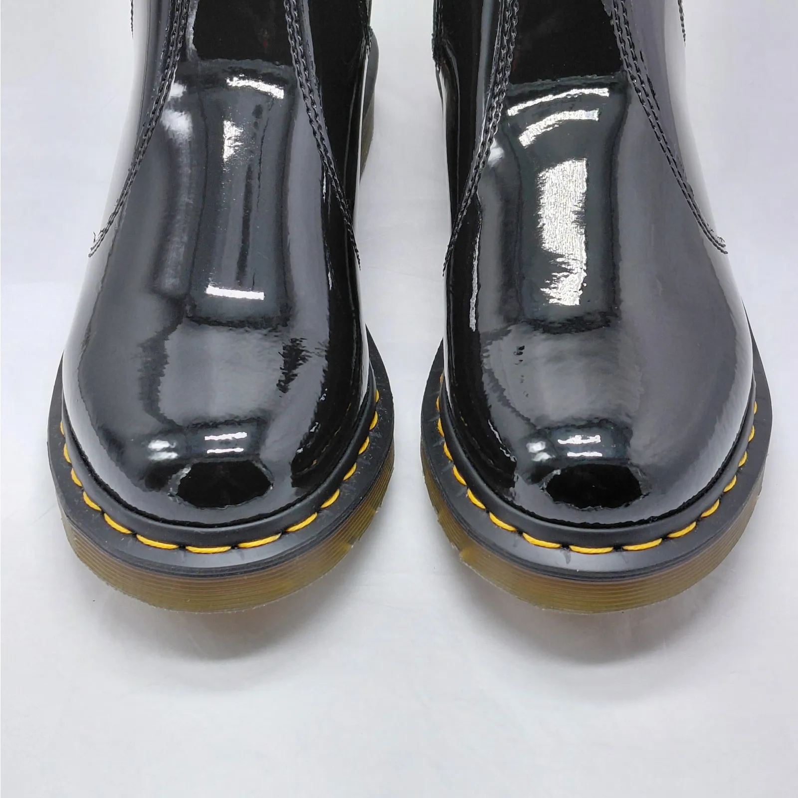 Dr Martens Womens Chelsea Boots Size 9 Black Patent Leather Goth Biker Punk - Image 9