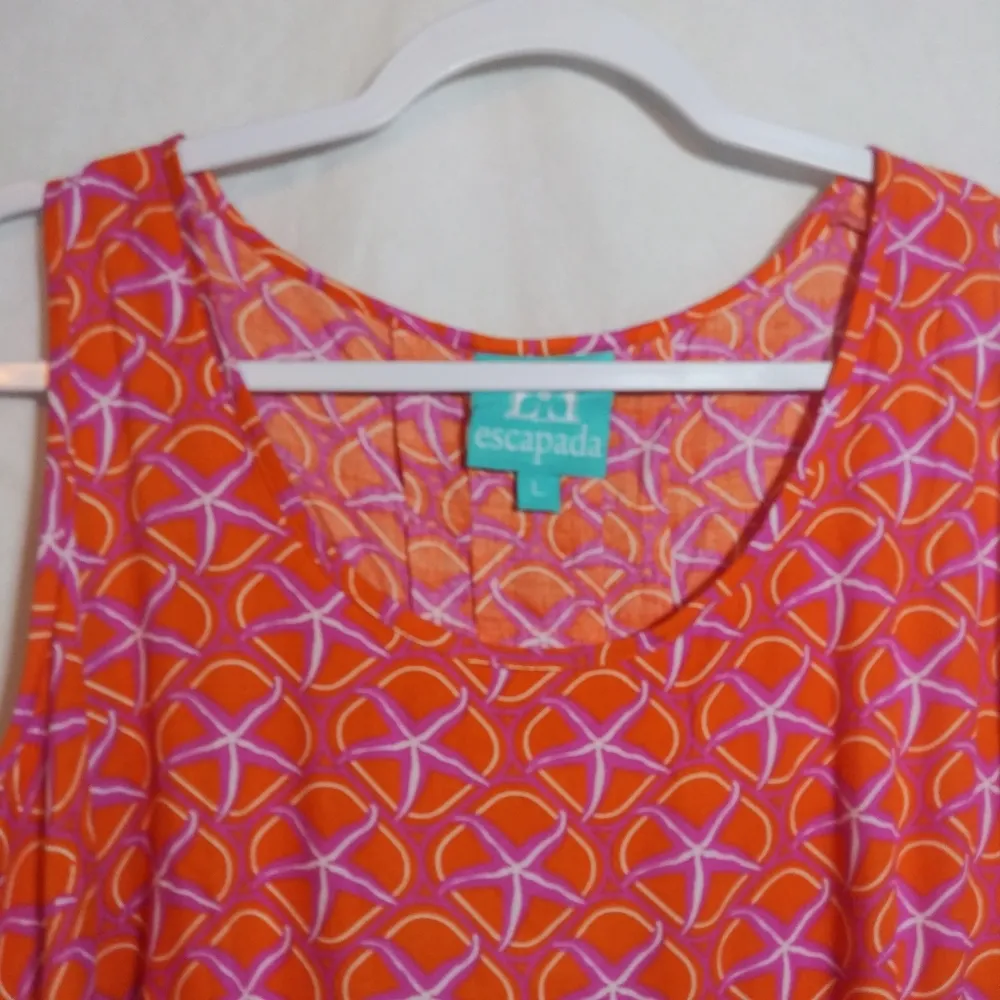 Espacada Orange Pink Novelty Starfish Tunic Tank Top Vacation Resort Size L - Image 2