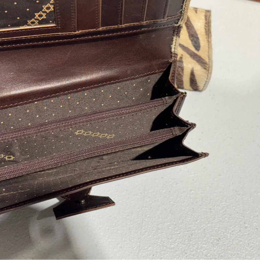 Lot Of 2 Real Handmade Animal Print Fur Leather Loop Closure Wallet/Hand Clutch - Image 4