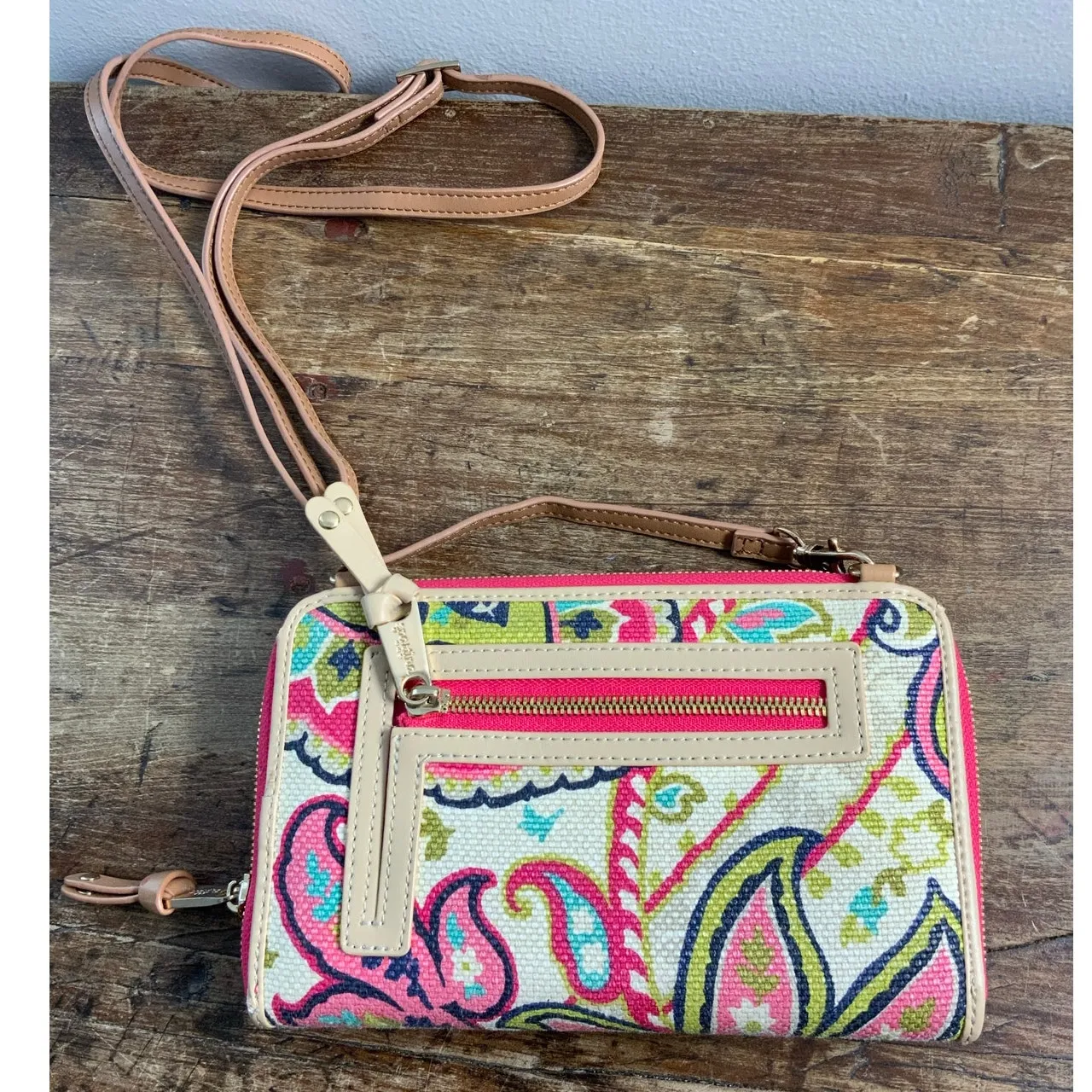 Startina 449 Wristlet Carson Cottage Leather Linen Phone Wallet‎ Organizer - Image 2