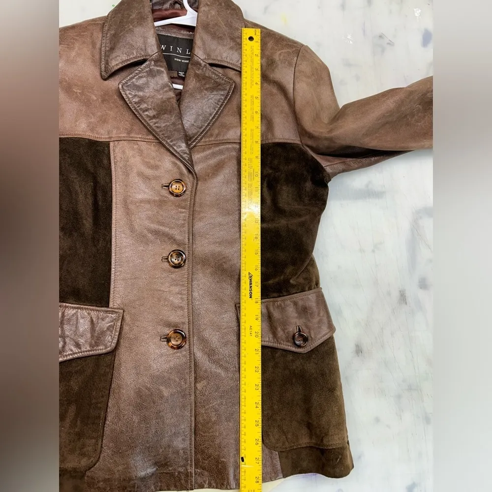 WINLIT 100% Leather & Suede Jacket Brown Lined EUC Rugged Size M - Image 15