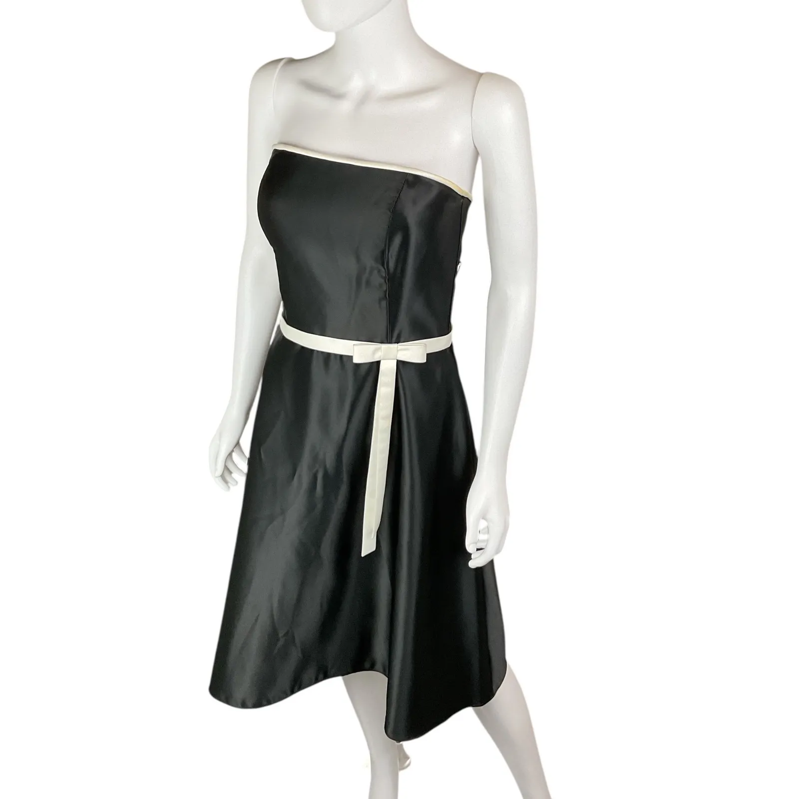 Scott McClintock Black Strapless Dress‎ Cocktail Party Bow Belt Size 8 - Image 2