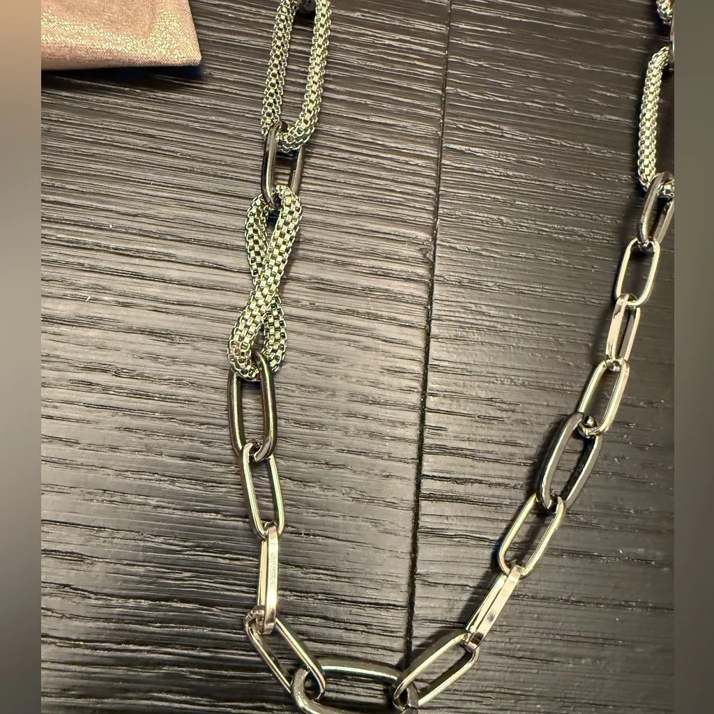 NEW Mary Kay Spark a Chain Reaction Chain Link Long Necklace February Silver - Image 3