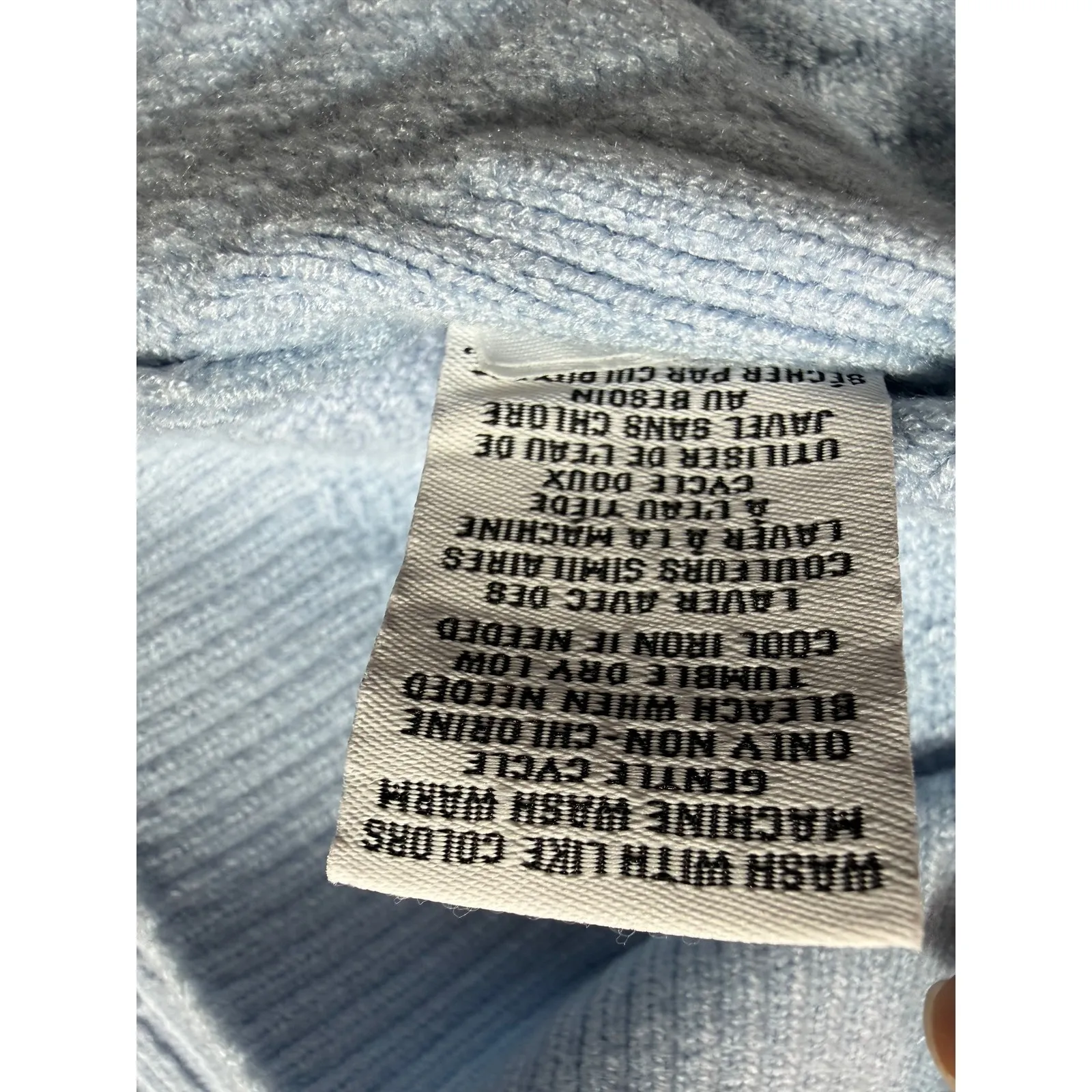 NWT Magaschoni Light Blue Ribbed Turtleneck Sweater M/M Diagonal Stripe Detail - Image 10