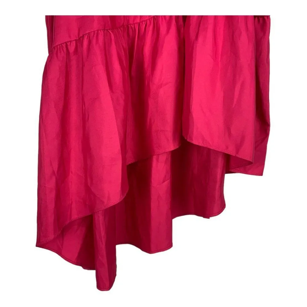 Eliza J Women's Hot Pink Asymmetrical Ruffle Tie Front Midi Skirt Size 8 - Image 3