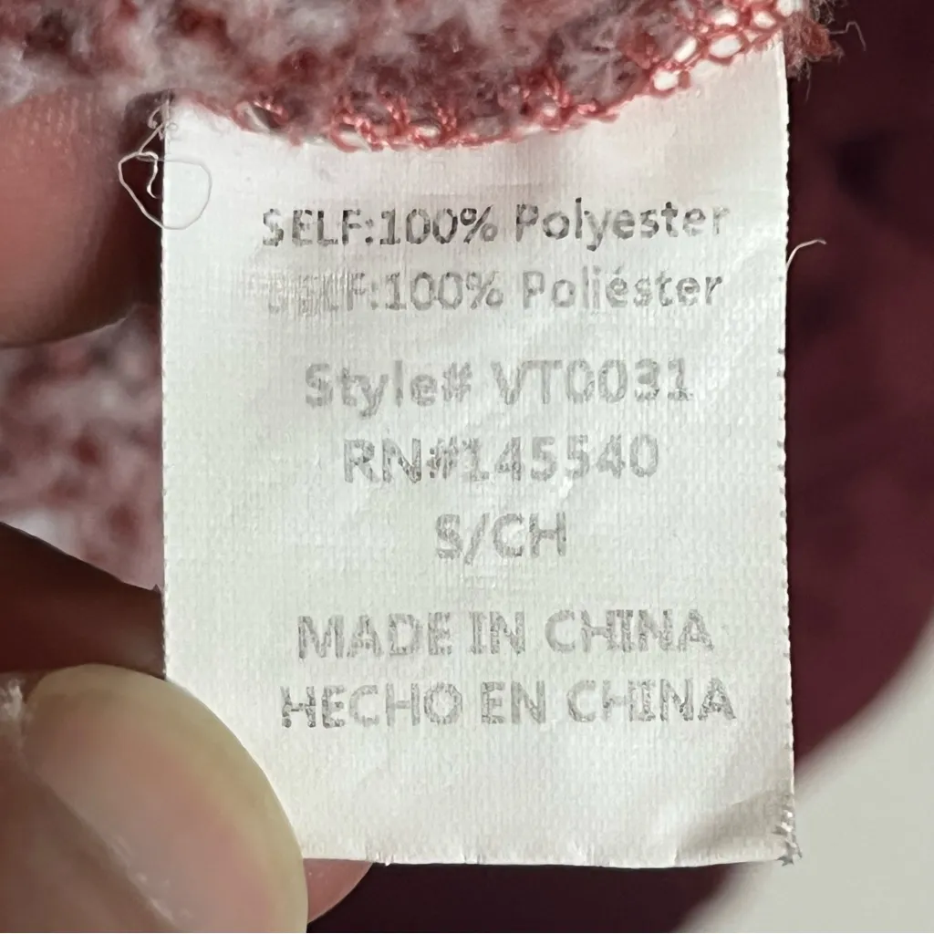 Women’s‎ Vanilla Bay Size Small Burgundy Faux Sherpa Sweatshirt Front Snaps - Image 9