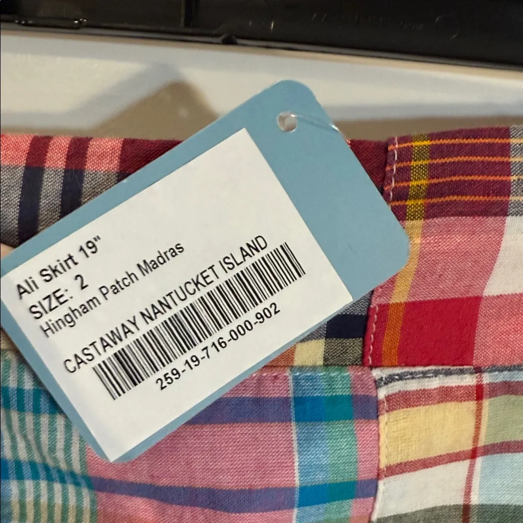 Castaway Nantucket Ali Madras Patchwork Skirt SCONSET PATCH MADRAS 2 NWT - Image 2