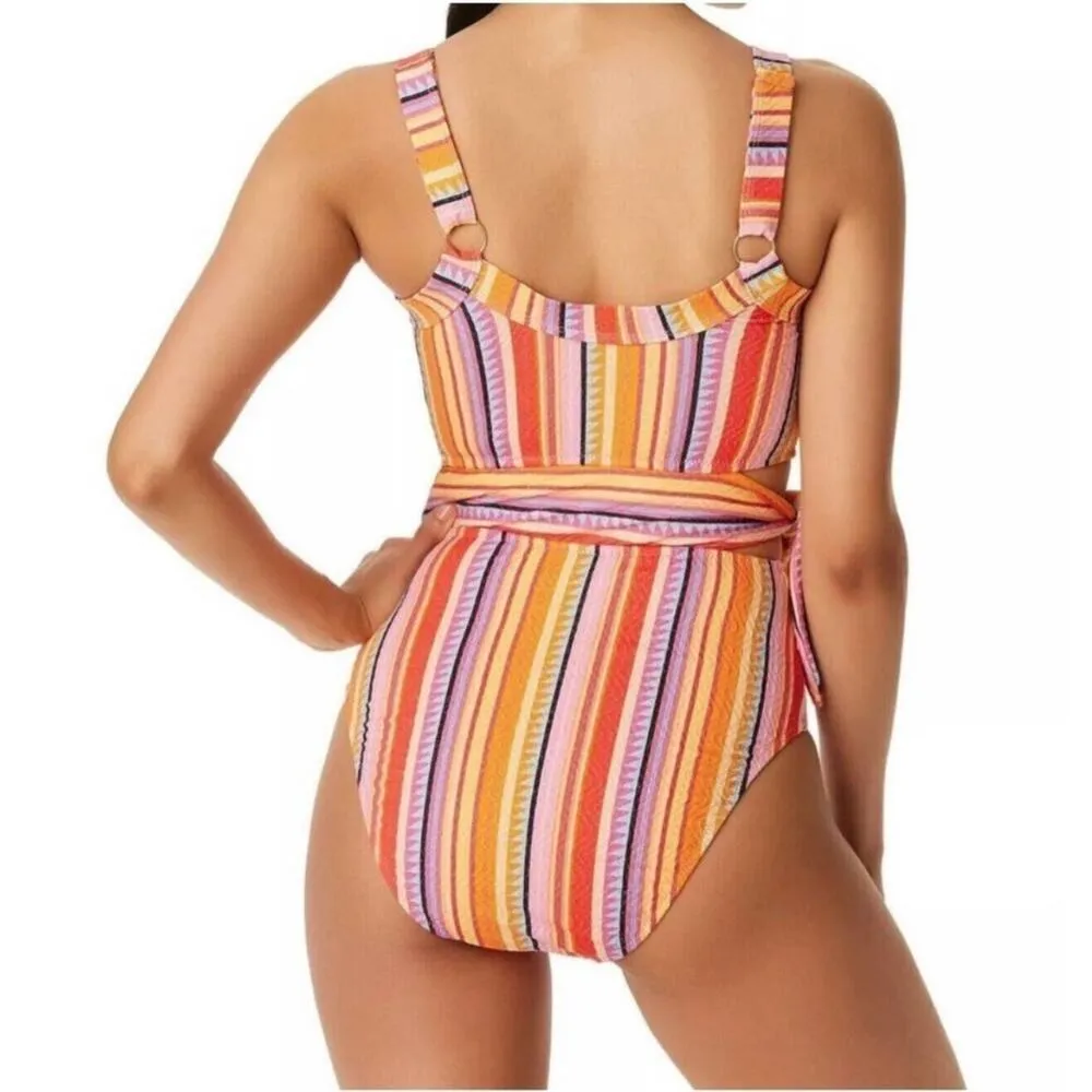 JESSICA SIMPSON Escape to Pacific Swimsuit SZ Small One Piece NWT Femme Stripe - Image 2