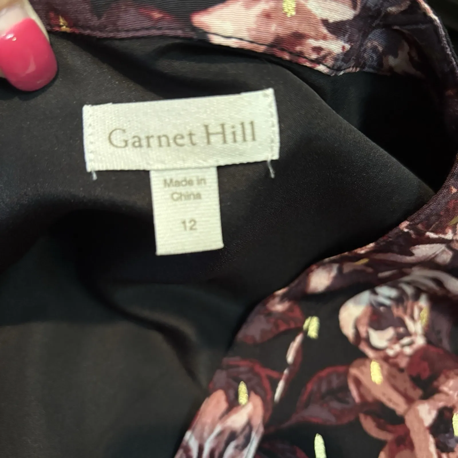 Garnet Hill Dress Women 12 Black Moody Floral Pockets Knee Length‎ Boho Artsy - Image 6