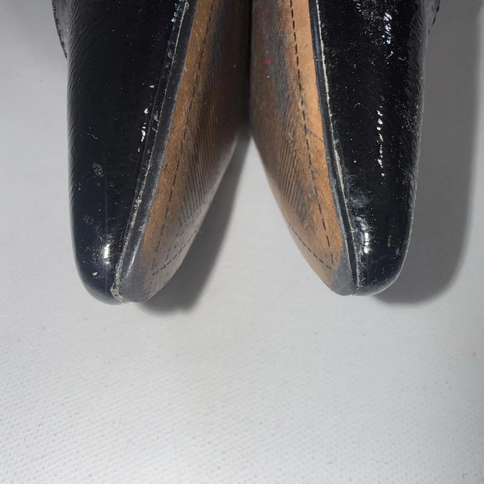 J RENEE ASILAH Striped Heel Blk Patent Leather Minimalist Quiet Luxury PUMPS 6.5 Black - Image 9